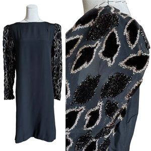 Vintage 60s Bergdorf Goodman Black & Gold Dress Classic Elegant Couture